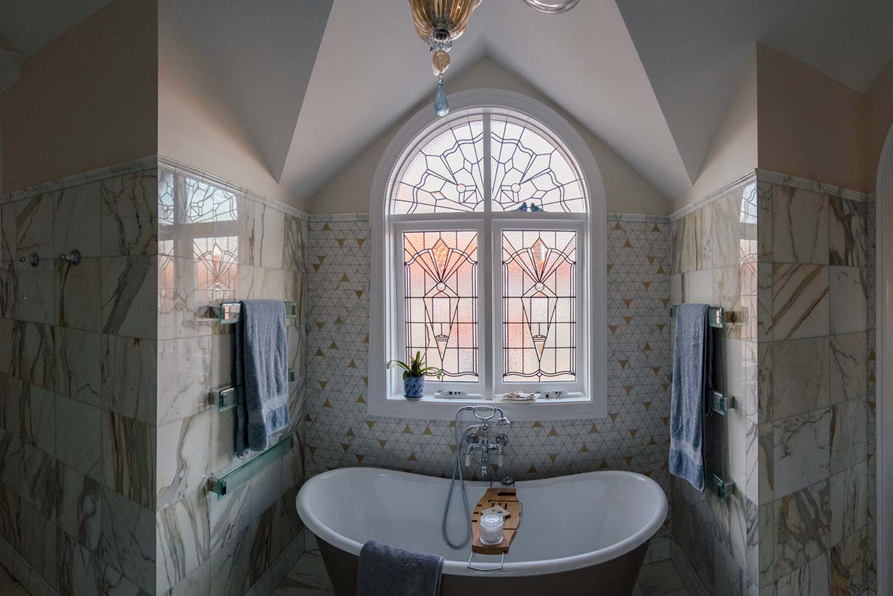 stained glass window bathroom