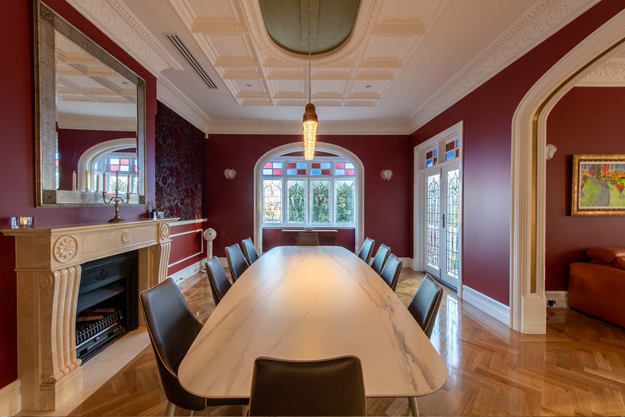 stained glass window dining room