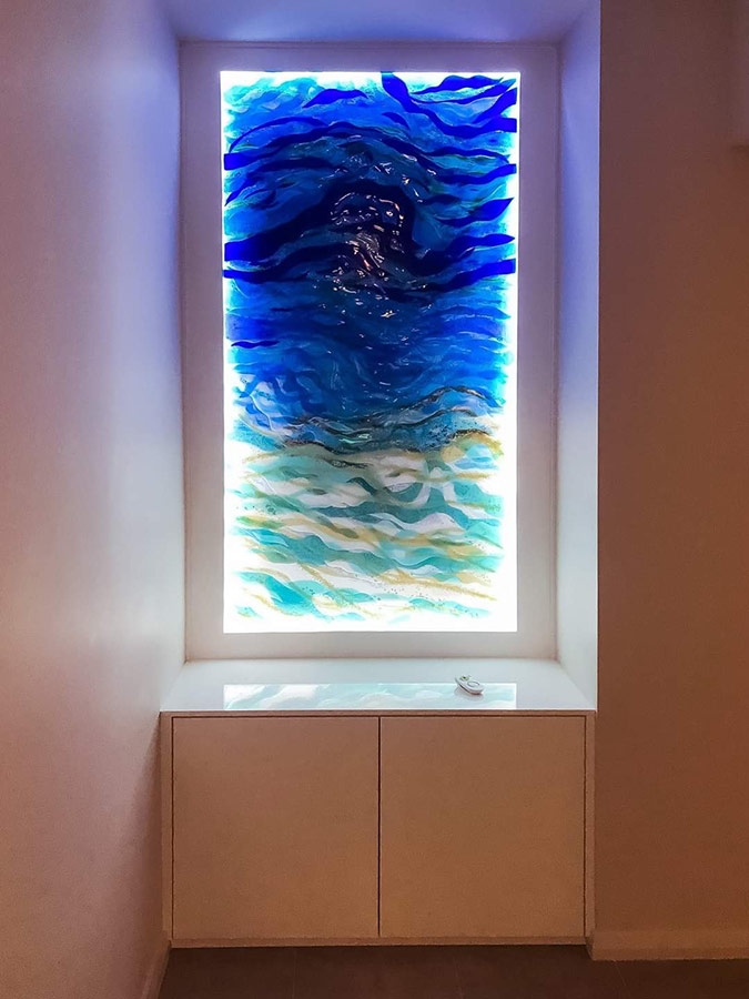 13 Fused Glass Illuminated Wall Panel